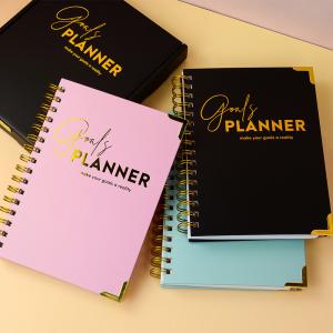 Gift Customized Printing Hardcover Notebook Gold Logo Pink 2025 Weekly Planner Printing Journal Goal Planner